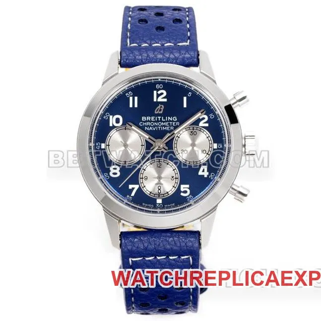 Breitling collectible watch BLS factory Yueyang blue dial41mmchronograph7750movementleather strap model side live photo