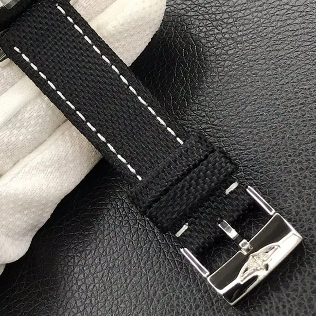 top-tier Breitling Avengers series automatic movement 43mm men's black dial nylon strap watch front view