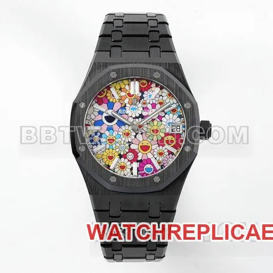 Audemars Piguet collectible watch APS factory Royal Oak flower pattern dialceramicsteel bracelet model 15500side live photo