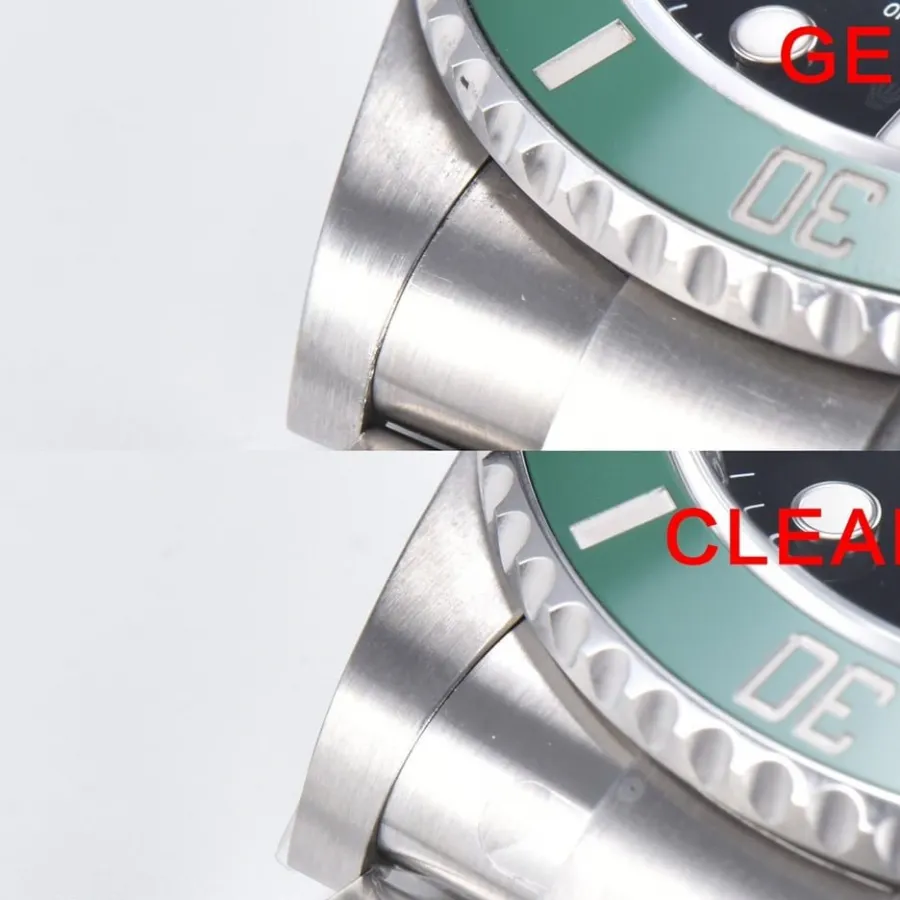 C Factory Green Aqua Ghost 126610 Real and Fake Comparison Review Rolex Top Watch Bezel Comparison Chart