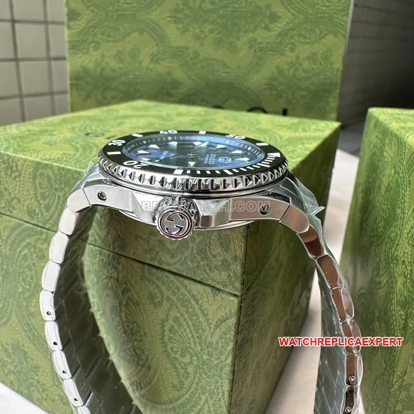 Gucci 1:1super clone2024 new blue dialsteel bracelet model YA136362clasplive photos