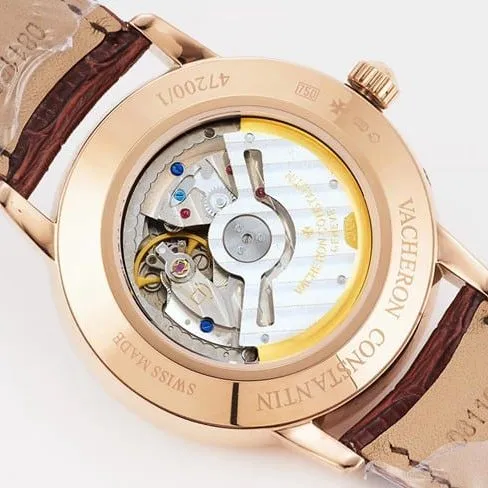 APEX factory top-tier watch Vacheron Constantin automatic movement men's white dial red strap inheritance series leather strap watch clasp picture