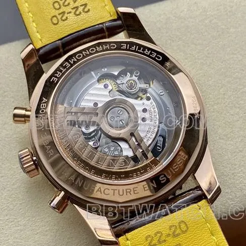collectible watch BLS factory silver white dialBreitling aviation chronographrose goldleather strap model braceletlive photos