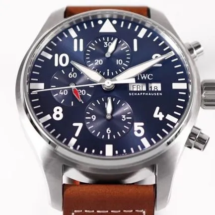ZF FactoryIWC top-tier watch pilot chronograph series men's blue dial brown belt watch back cover picture