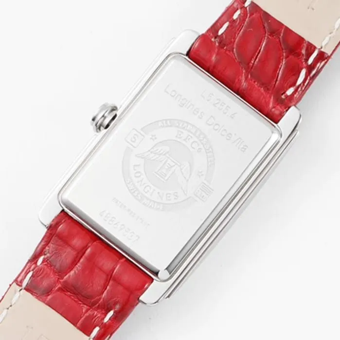 top-tier watch Longines women's white dial Dai Zhuowina series leather strap watch front view