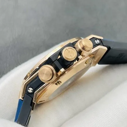 top-tier replicaHublot Big Bang Series 44MM gold case blue rubber watch front view