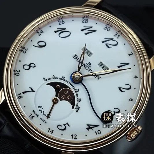 OM FactoryBlancpain classic 6654top-tier 1:1high-quality watch men's moon phase display white dialleather strap model pictures and prices clasplive photos
