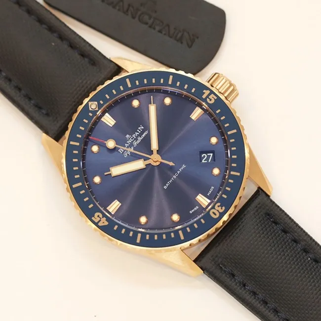 top-tier watch Blancpain men's blue dial nylon strap fifty fathom series clasp picture