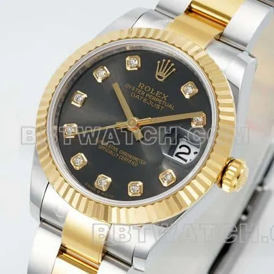 ARF FactoryRolex log 1:1super cloneblack dial31mm gold three-lattice chain link278273front live photoside live photo