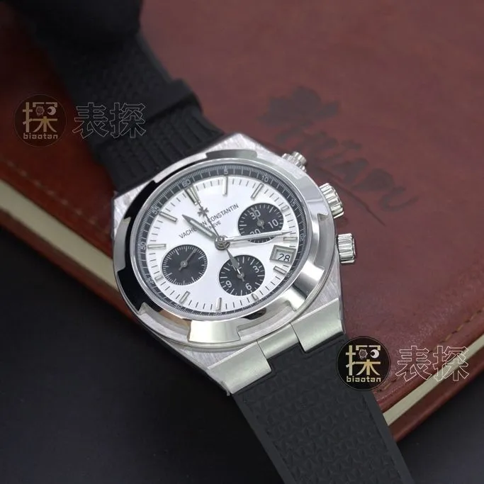 8f Vacheron Constantin1:1replica watch panda eye chronographlumerubber strap front view
