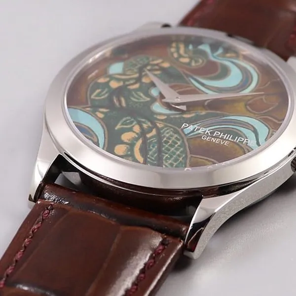 super clonePatek Philippe5077P-102 watch Bhutan six-color fabric micro-painted enamel detail shots
