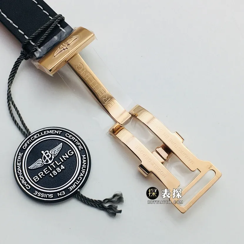 GB factory Breitling aviation chronograph11:1super watch men's black panda plate rose goldleather strap model pictures and prices caseback live photo