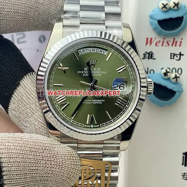 top-tier watch Day-DatePPM factory Rolex machinery green dialside live photo
