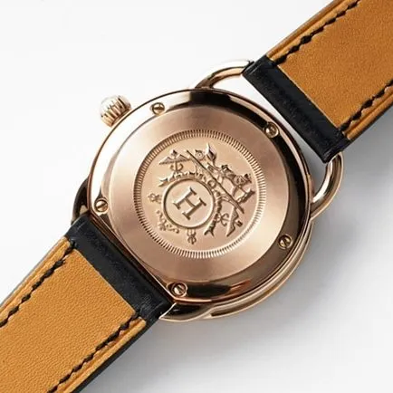 top-tier Hermès women's black dial black belt classic series quartzleather strap watch back cover picture