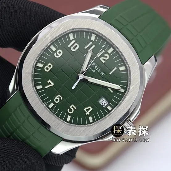 3K FactoryAQUANAUTPatek Philippe1:1replica watch khaki green embossed plate rubber model 5168G-010caseback live photo
