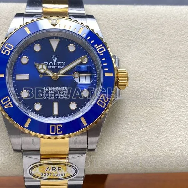 Rolex watch ARF FactorySubmariner41mm gold blue Submariner3235movementcaseback live photo