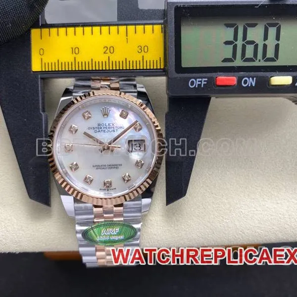 Rolextop-tier watch ARF FactoryDatejust mother-of-pearl disc 36mm rose goldsteel bracelet bracelet live photos