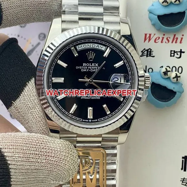 collectible watch PPM factory Rolex Day-Date mechanical black dialside live photo