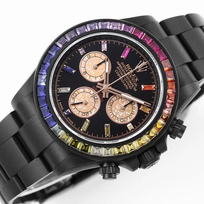 Rolextop-tier watch Daytona series black dial black belt mechanical watch front view