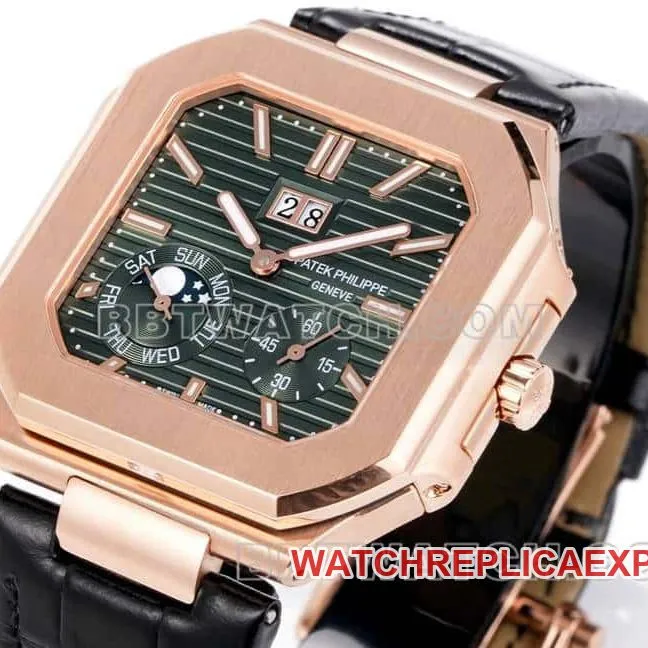 3K FactoryPatek PhilippeCUBITUStop-tier 1:1high-quality replicagreen dialrose gold5822side live photo