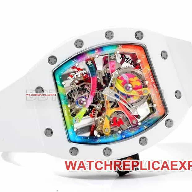 Richard Mille men's graffiti tourbillon white rubber RM 68-01braceletlive photos