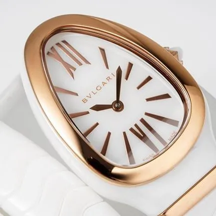 BV factory top-tier watch Bvlgariquartz women's white dialceramicbracelet watch front view