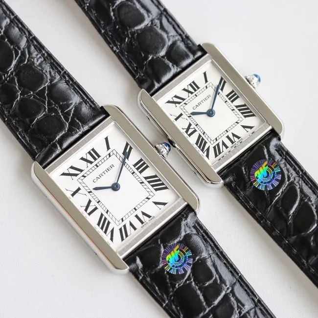 3WF factory Cartiertop-tier watch tank series couple ladies white dial black belt quartzleather strapmovement picture