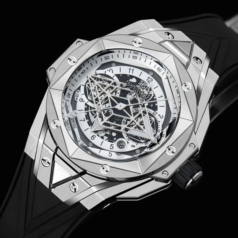 HublotHublotsuper watch new BigBangSangBleuII tattoo men's mechanical watch side view
