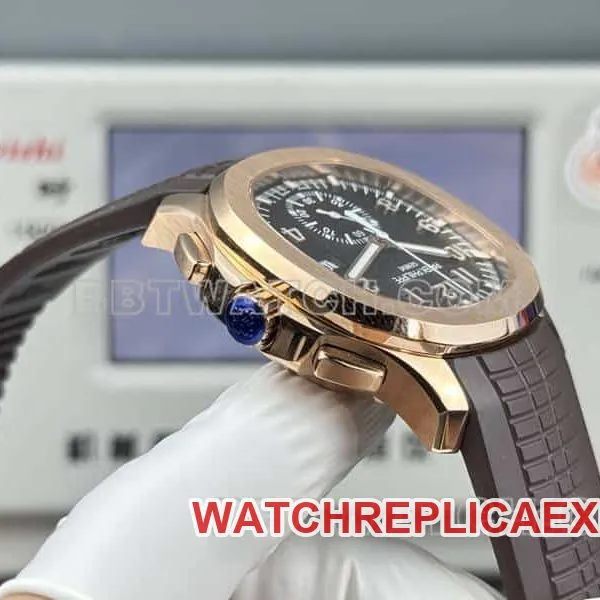 collectible watch Patek PhilippeP1 factory grenade brown plate mechanical brown rubber model 5968caseback live photo