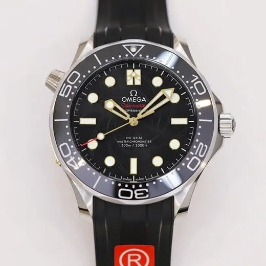OR factory Omegatop-tier watch 42mmSeamaster300 men's black dialrubber strap watch detail shots