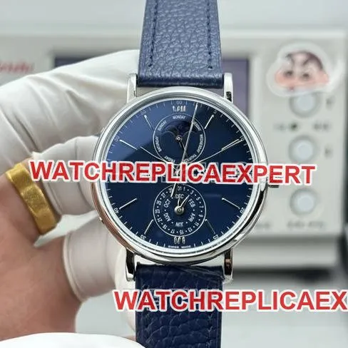 top-tier watch Portofino GR factory IWC blue dial blue leather strap model side live photo
