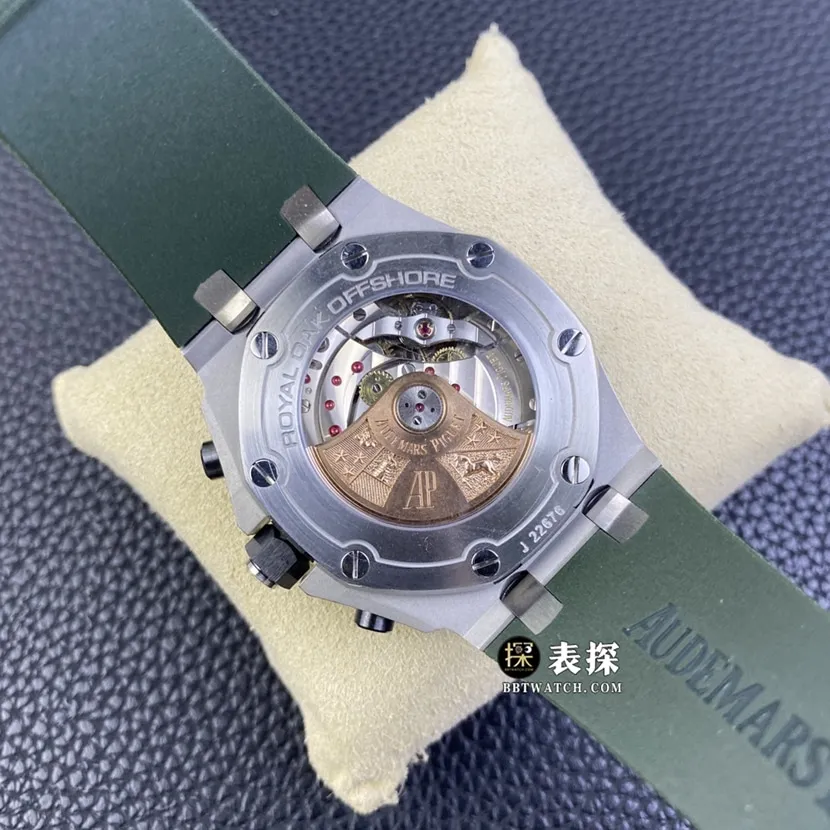 APF factory Audemars PiguetRoyal Oak offshore type watch men's military green plate rubber model pictures and prices side live photo