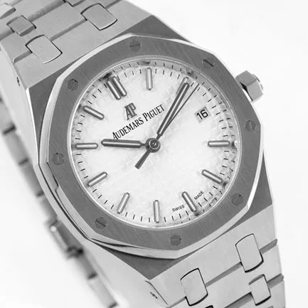 8F factory Audemars Piguet watch women's white dialsteel braceletautomatic movement watch 34mm Royal Oak series watch front view