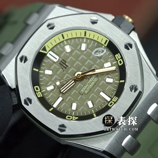 ZF Offshore Audemars Piguet collectible watches Army Green Plate Rubberized Avocado 15720ST.OO.A052CA.01