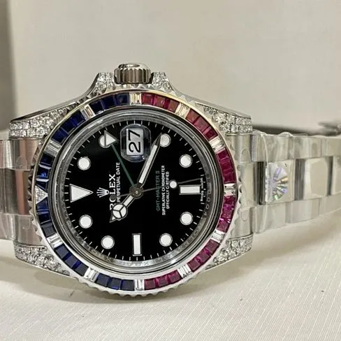 Rolextop-tier watch men's black dialsteel bracelet Rainbow Di mechanical watch side view