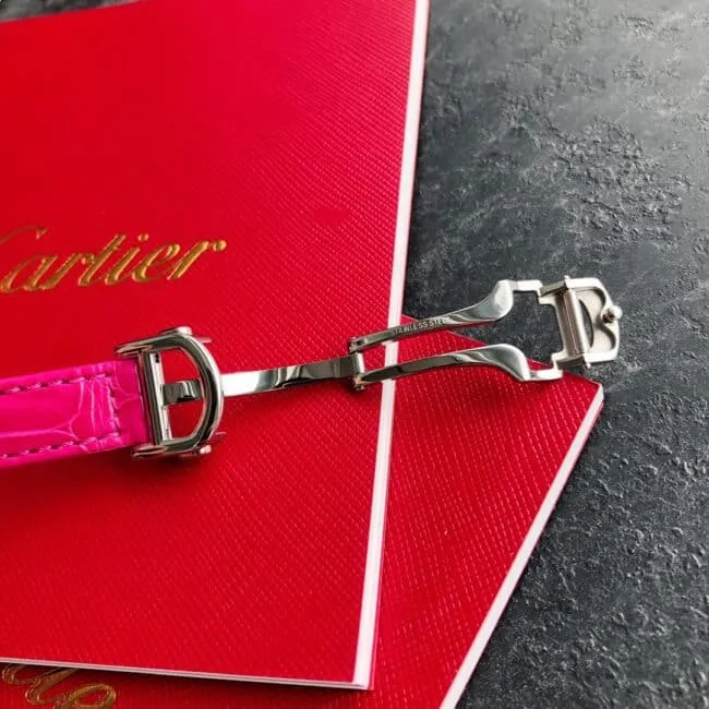 collectible Cartier style 4 rose gold silver ladies watch front view