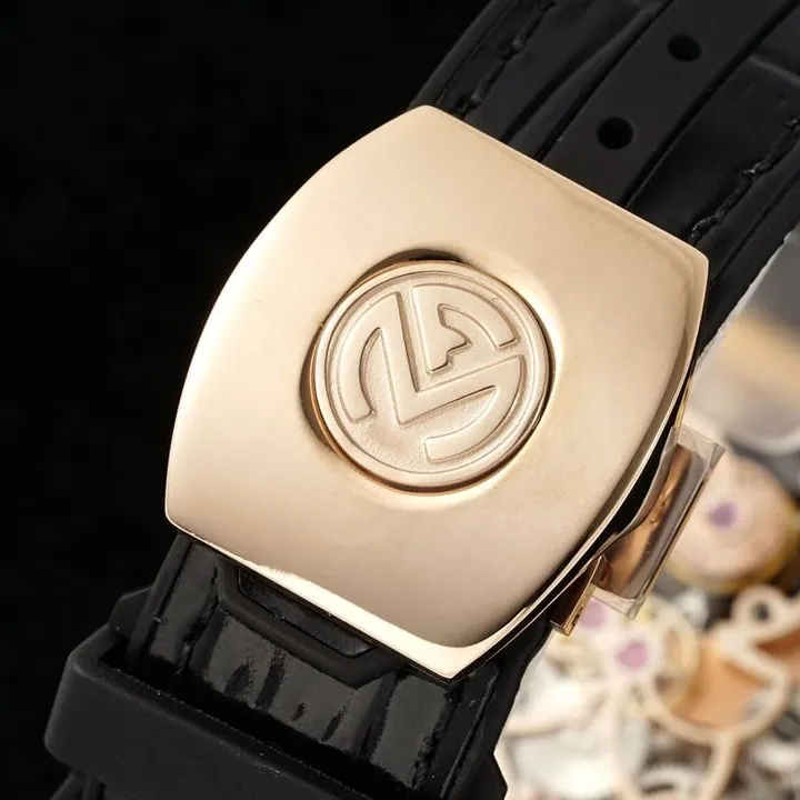 RMS factory Frank Muller men's watch black dialrose goldleather strap model V 45 T BR (NR) front live photo