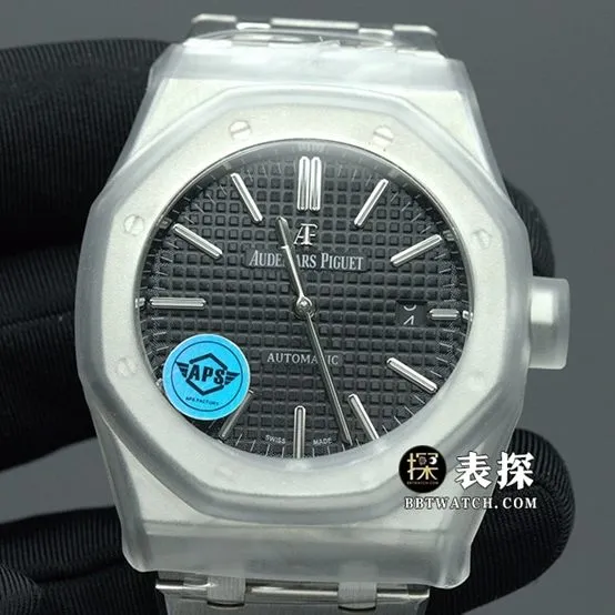 APS factory Audemars Piguet men's Royal Oak series watch black dialsteel bracelet model 15400ST.OO.1220ST.01caseback live photo