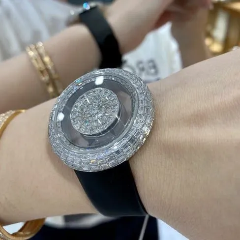 top-tier Jack Bao watch women's black dial black belt quartz front view