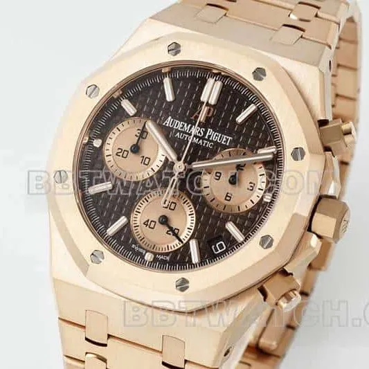 APS factory Audemars PiguetRoyal Oak1:1super brown disk chronographrose gold26240side live photo