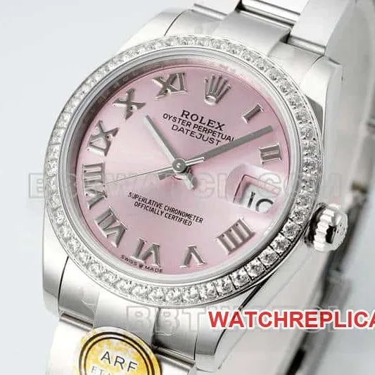 ARF FactoryRolex log 1:1super pink plate Roman numerals diamond bezel31mm three grid link 278289caseback live photo