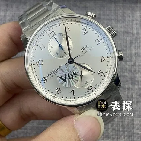 V6S factory IWC watch Portugal top-tier watch men's silver and white panda plate steel bracelet model pictures and prices caseback live photo