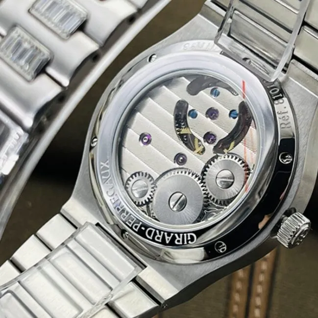 Top-tier watch Girard-Perregaux men's white dialsteel bracelet Laurel series tourbillon mechanical watch clasp picture