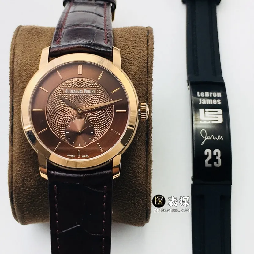TW factory Audemars Piguettop-tier 1:1high-quality watch men's dark brown dial small seconds leather strap model pictures and prices side live photo