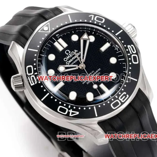Omegatop-tier watch OR factory Seamaster 300m black dial mechanical black rubber model braceletlive photos