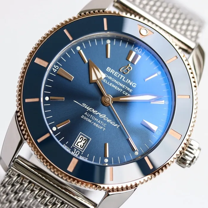 top-tier watch Breitling men's blue dial super ocean culture mechanical watch detail shots