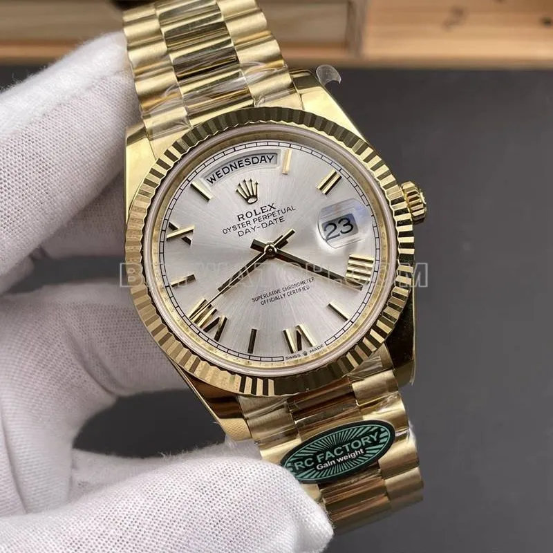 Rolex top collectible watches RC factory week calendar 40mm silver plate 3255 gold steel belt models buckle real picture