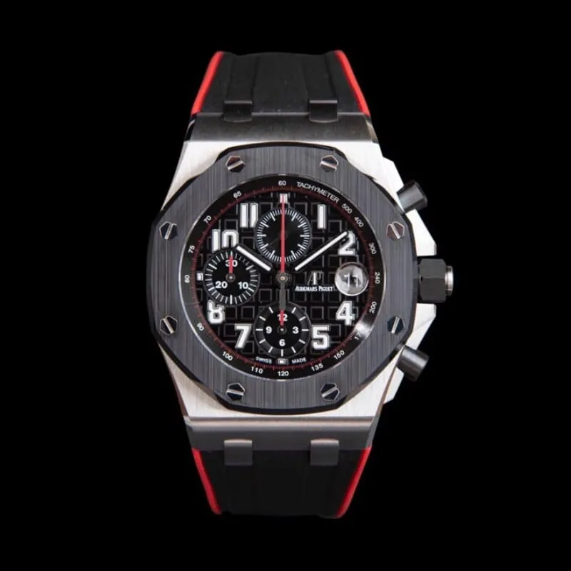 top-tiersuper cloneAPFblack dialAudemars PiguetRoyal Oak offshore 26470 watch clasp picture