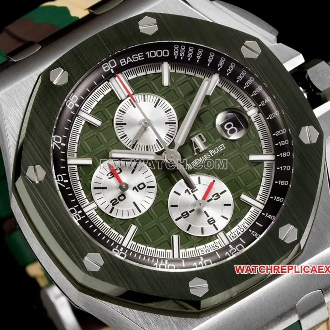 TW factory Audemars PiguetRoyal Oak offshore type top-tier khaki green dial rubber model 26400braceletlive photos