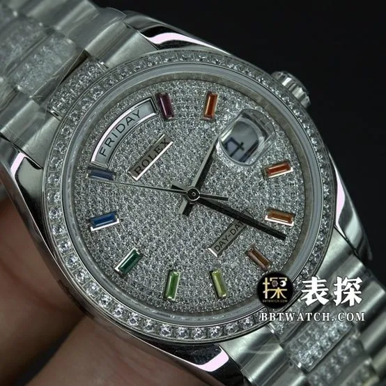 BP Factory Rolex Day-Date Super A Watch Full Diamond Dial Steel Band Model Pictures, Price, and Actual Weight Photos